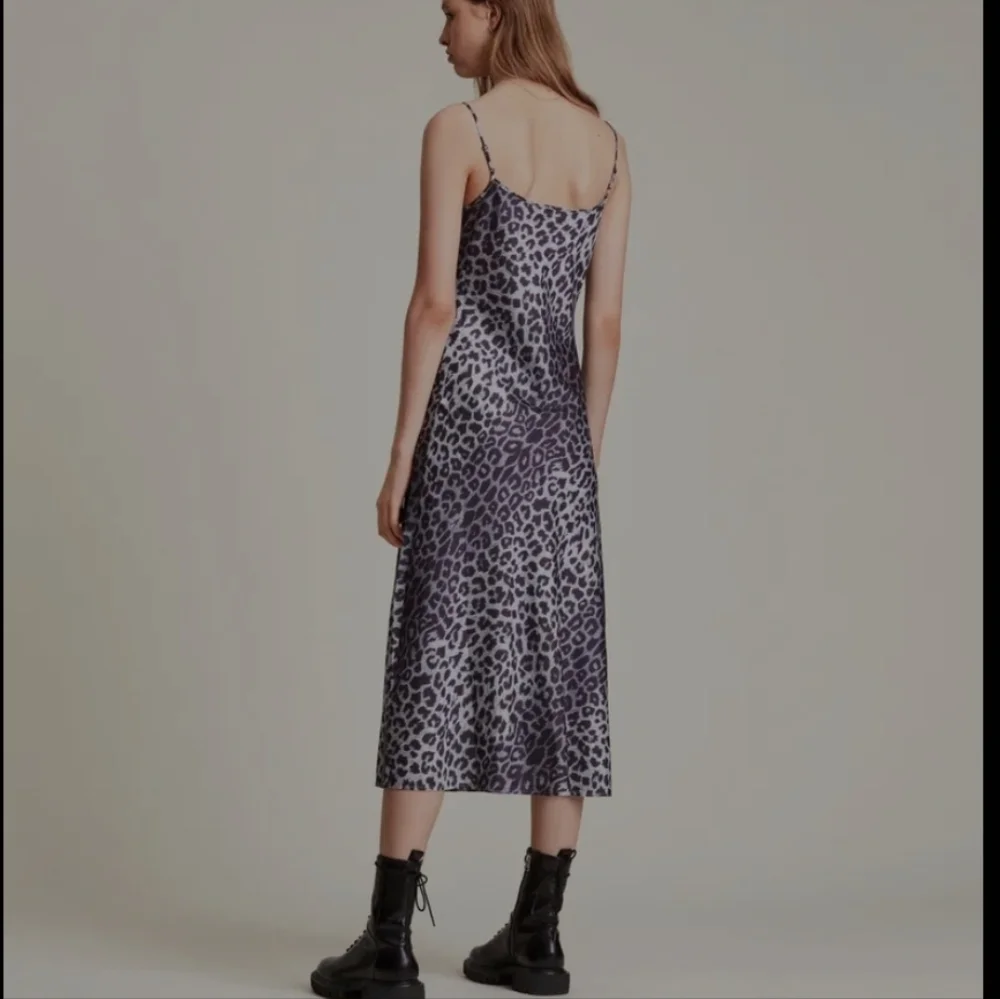 All Saints Animal Print Midi Dress- Black and Gray - Picture 2 of 6